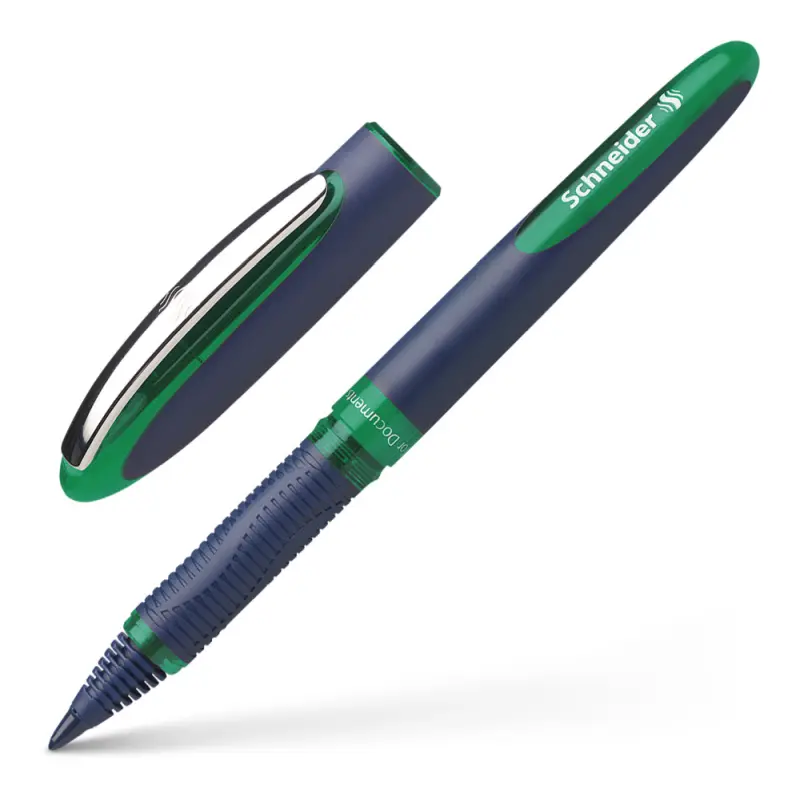 Ручка-роллер синяя, чернила зеленые