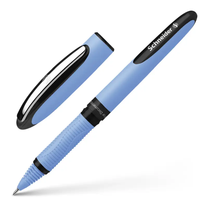 Ручка-роллер синяя, черные чернила