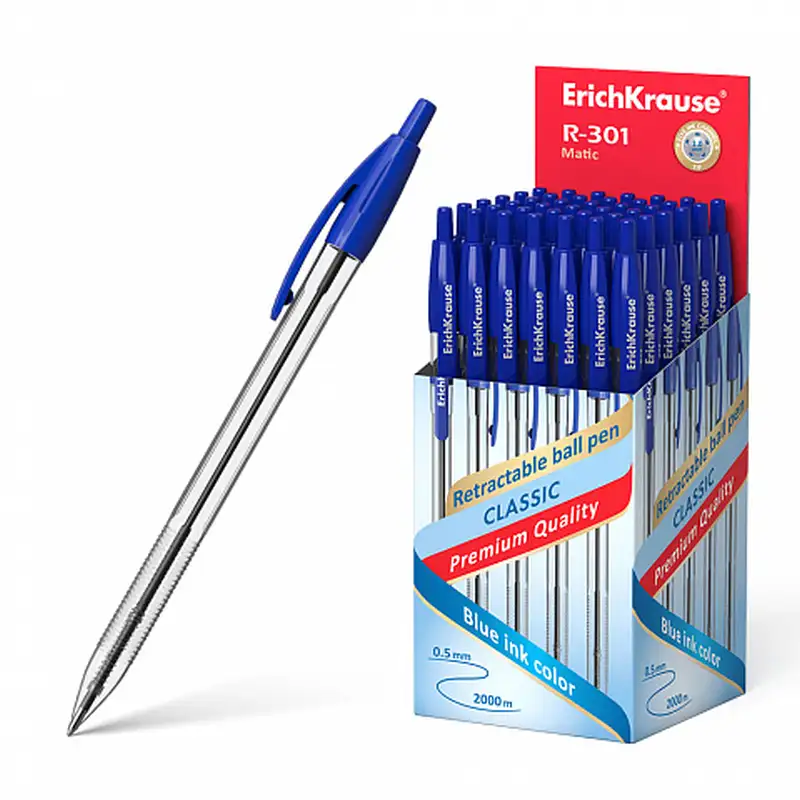 Ручка автоматическая ErichKrause R-301 1.0mm прозрачная A 38509