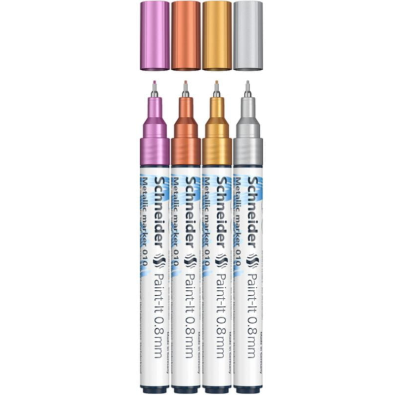 Marker Schneider paint-it 010 vopsea acrilica 0.8mm 4 set wallet 1