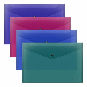 Папка пластиковая A4 с кнопкой, прозрачная ErichKrause Fizzy Vivid ASS