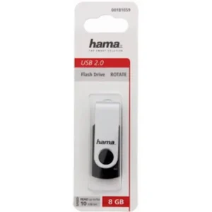 Флеш-накопитель USB 2.0 HAMA, 8 ГБ, Черный/Серебристый