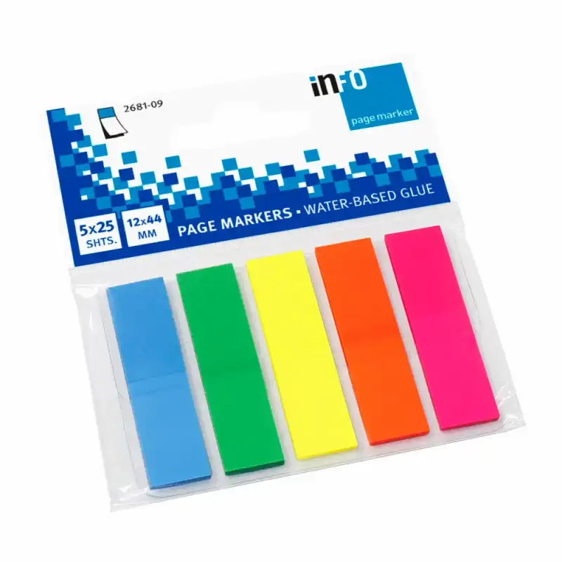 Index adeziv plastic 12x44mm 5 culori 125 buc. Info Notes