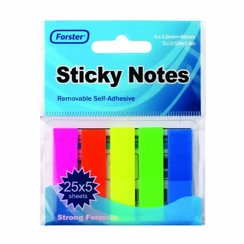 Маркер страниц 12×45 мм, 5 цветов × 25 листов, Forster