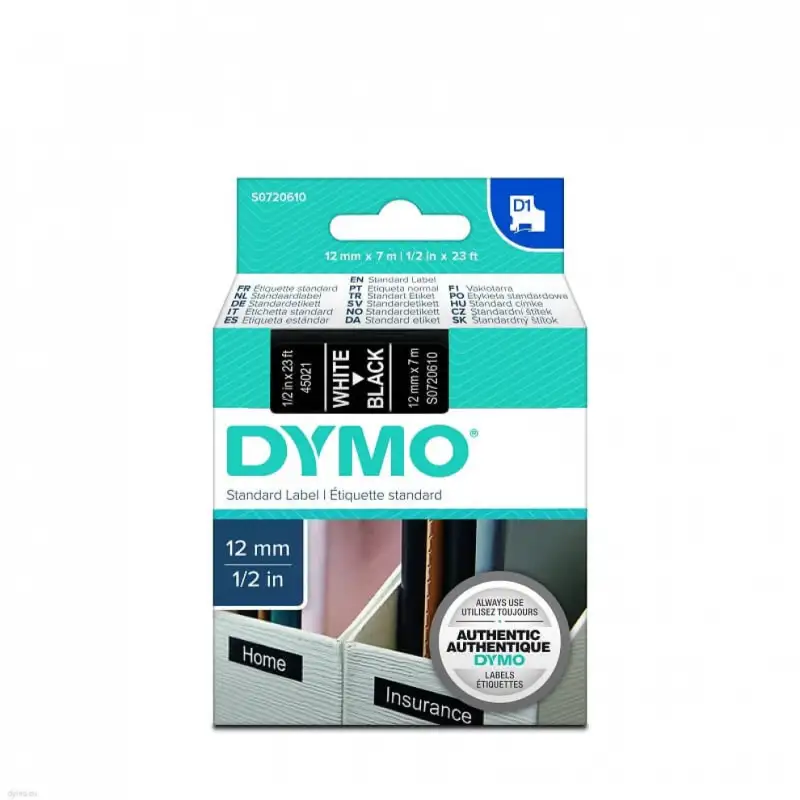 Banda adeziva Dymo D1, 12mm x 7m ass