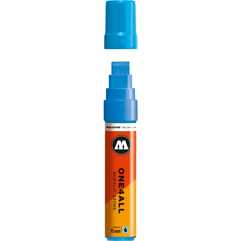Акриловый маркер MOLOTOW ONE4ALL 627HS, скошенный наконечник 15 мм, Shock Blue Middle