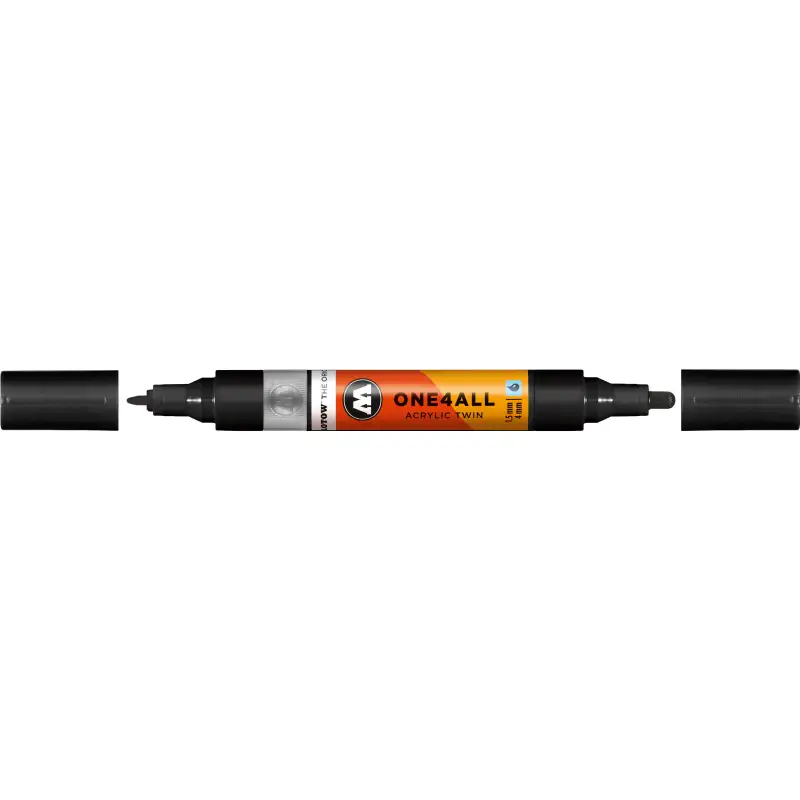 Marker acrilic MOLOTOW ONE4ALL Twin, vârfuri 1,5 mm / 4 mm, Signal Black