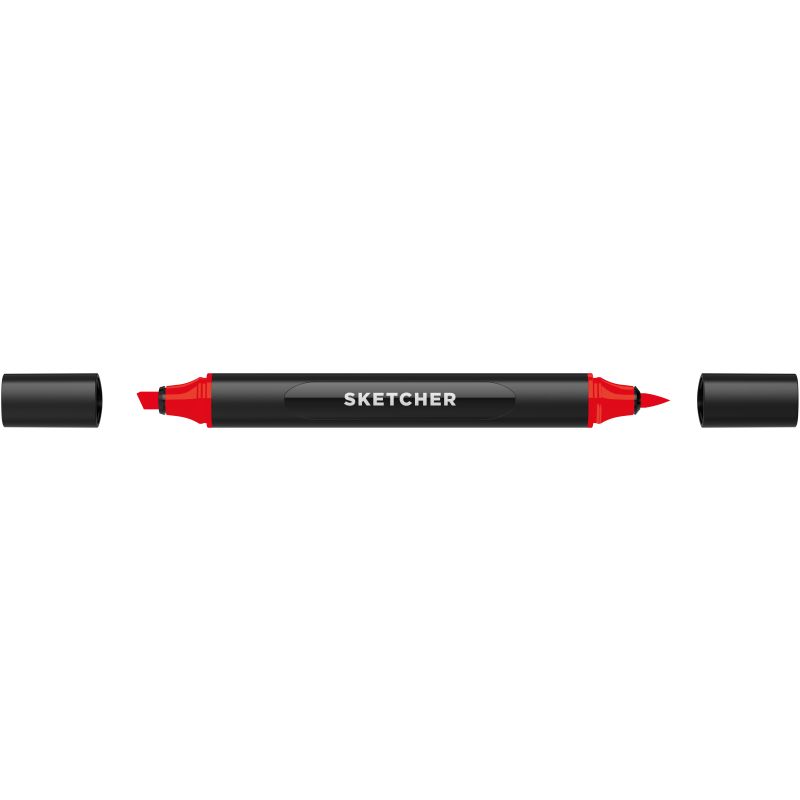 Marker grafic MOLOTOW SKETCHER TWIN, Brush + Chisel, R 100 Deep Red