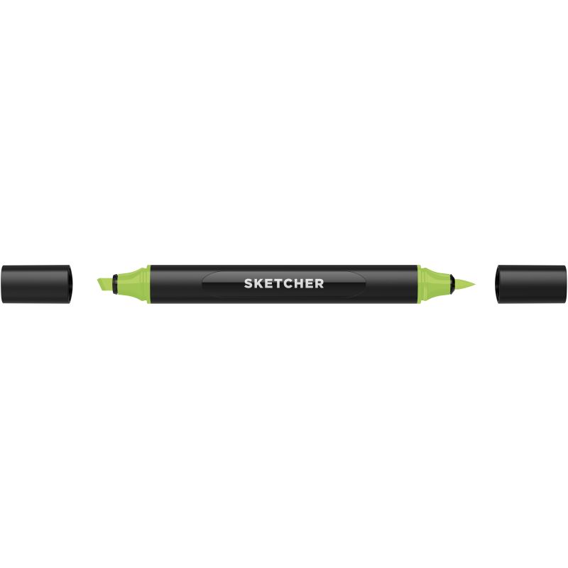 Marker grafic MOLOTOW SKETCHER TWIN, Brush + Chisel, YG 375 Lime Juice