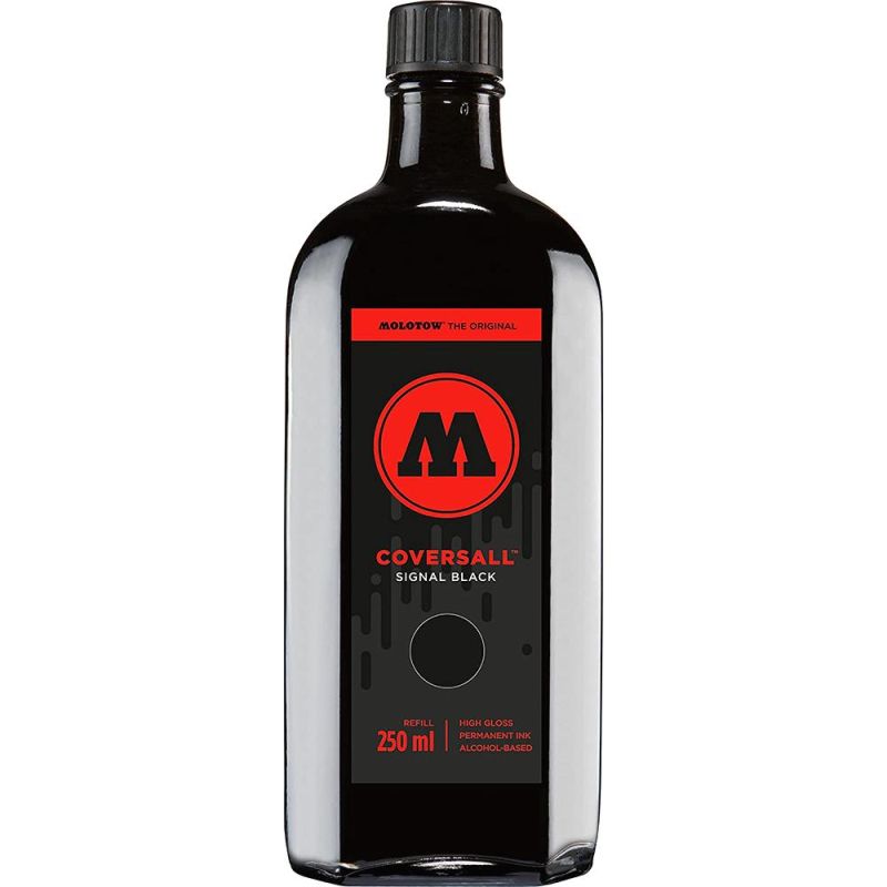Cerneală permanentă de reîncărcare MOLOTOW Coversall Cocktail Signal Black, 250 ml