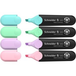 Set 4 textmarkere Schneider Job Pastel, culori pastelate asortate, 1–5 mm